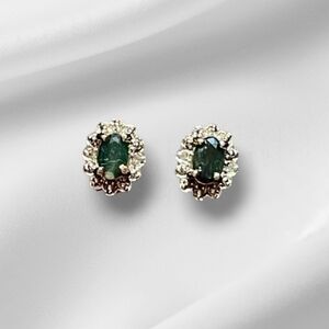 🌴 Elegant Alexandrite and 14k Gold Plated Sterling Stud Earrings No Backs